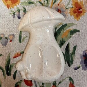 VTG 70s Speckled Mushroom Double Spoon Rest Holland Mold Cottagecore Fairy Retro